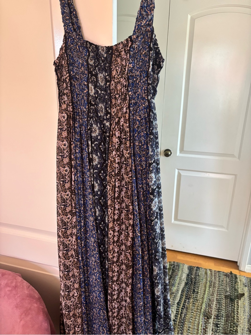 Free People Boho Floral Maxi Dress in Navy and Black M
